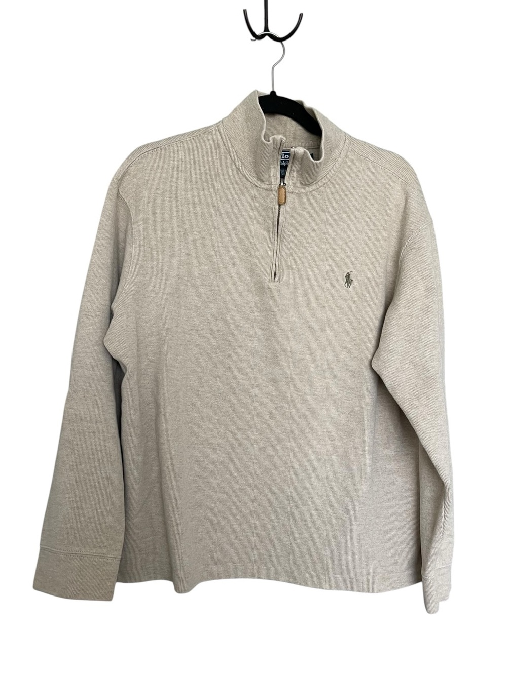 Ralph Lauren Men’s Zip Mock-Neck Sweater in Light Beige